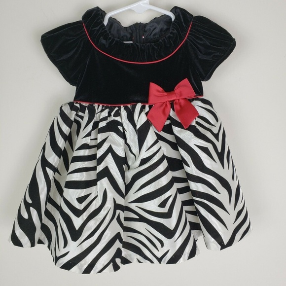 Bonnie Baby Dress 6-9M Red White Black Zebra - Picture 1 of 5